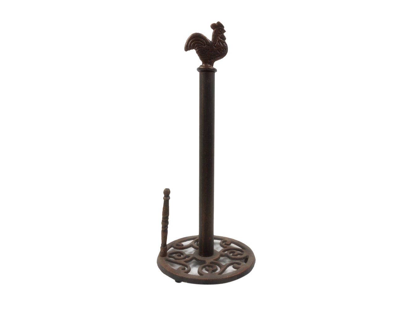 Rustic Copper Cast Iron Rooster Paper Towel Holder 15"