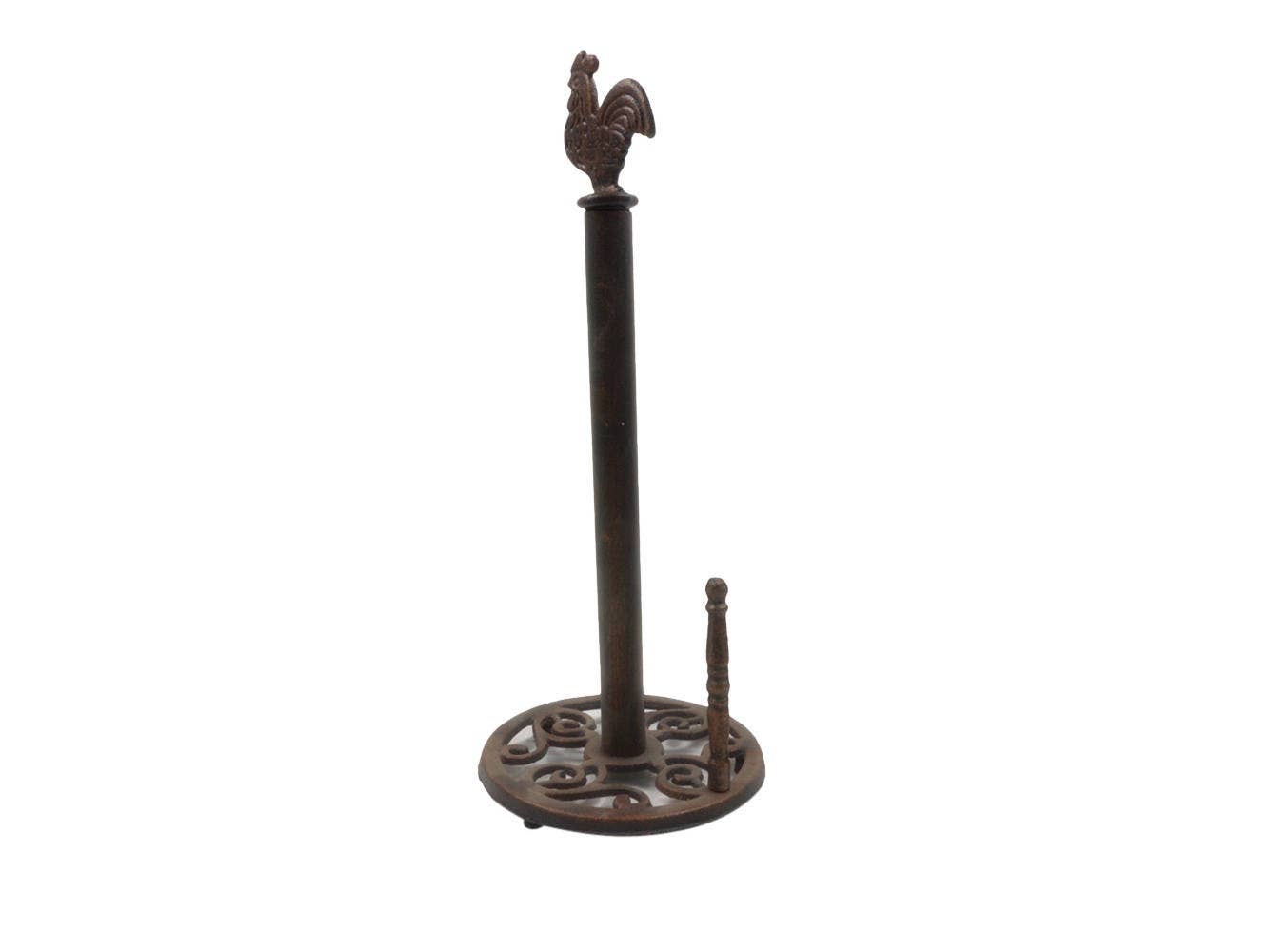 Rustic Copper Cast Iron Rooster Paper Towel Holder 15"