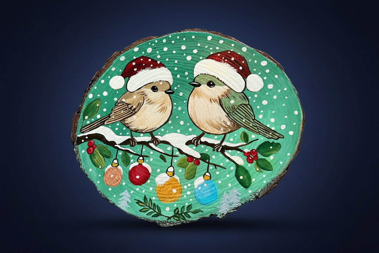 Winter birds, Shih Tzu, Abstract Horse, Abstract Cat.