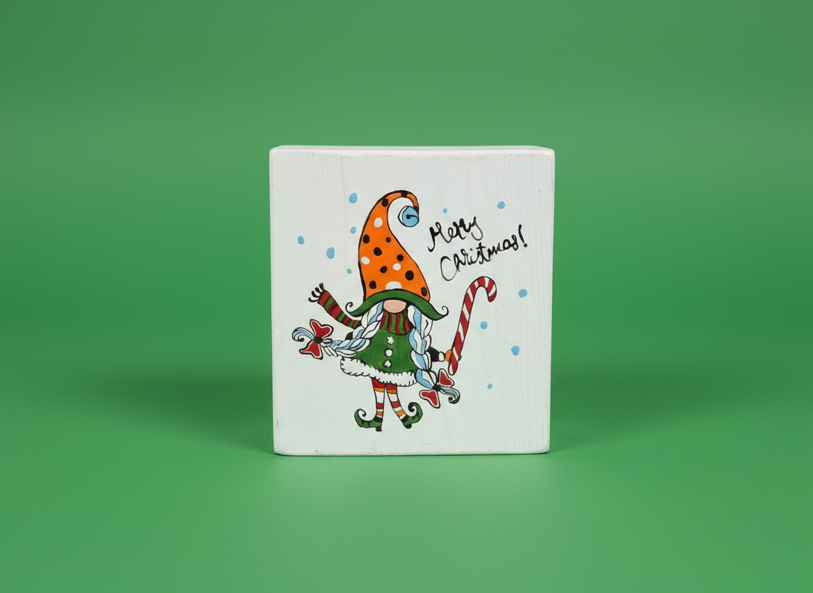 Holiday wood block decor